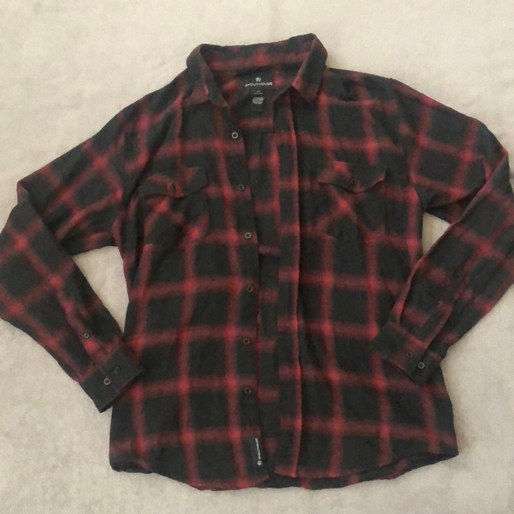 Shouthouse Men’s Black and Red Flannel Medium